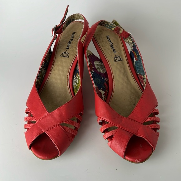 HUSH PUPPIES HP02 Flex Women's Coral Peep Toe Shoes 8.5 - Picture 7 of 11